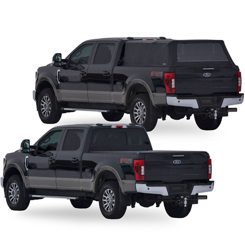 Fas-Top Traveler Truck Tonneau & Topper For Ford Open View And Closed View