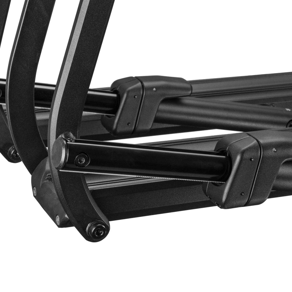 Close up view of the screws and bolts of the piston pro platform rack from Kuat