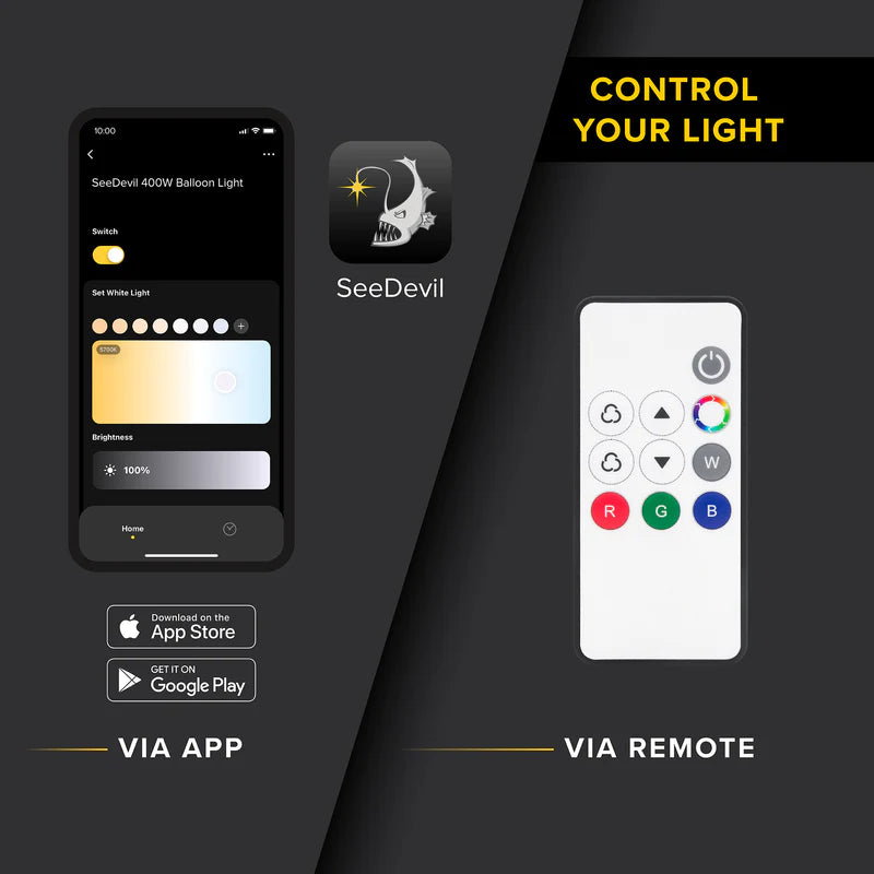 SeeDevil RGBW 100 Watt Color Changing LED Balloon Light Kit App 