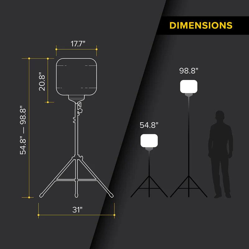 Size comparison and dimension of the ballon light kit