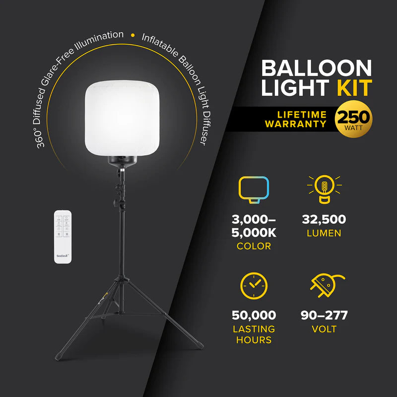 Image showing the seedevil 250 watt ballon light kit and its features