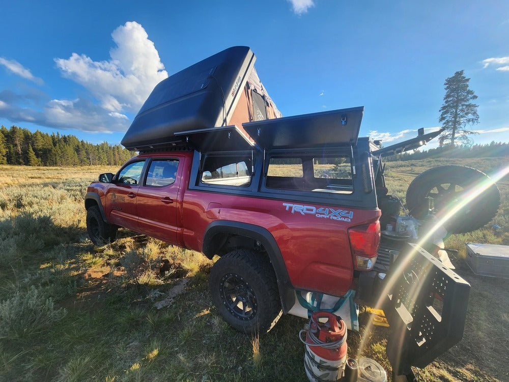 GAIA Campers Chevy Colorado Longbed Truck Cap With Opened Doors