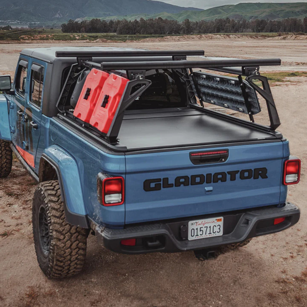 Jeep Gladiator With Leitner Designs ACS Forged TONNEAU Mounted