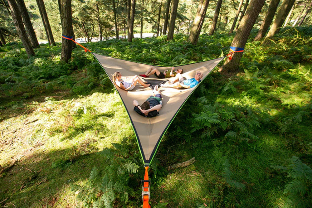 People Laying Inside The Tentsile Safari Trillium XL 6 Person Camping Hammock
