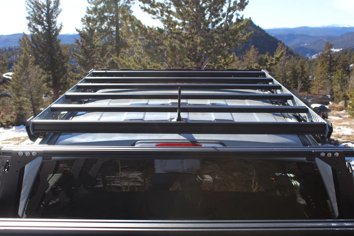 Aerial view of the alpha platform roof rack mounted on a rig