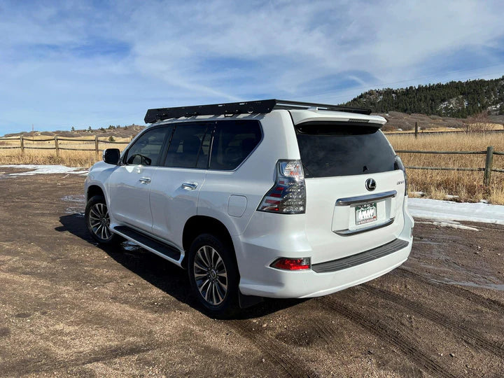 Image highlighting the alpha roof rack mounted on a lexus gx460