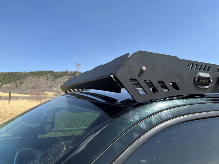 Image highlighting the alpha roof rack mounted on a dodge ram
