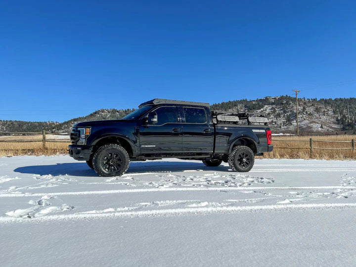 Image showing the uPtop Overland Bravo roof rack mounted on the Ford  F250
