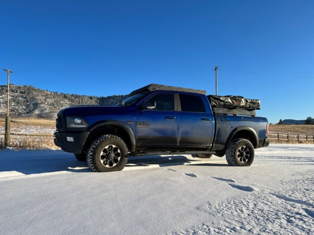 Side View Of The upTOP Overland Bravo RAM 2500 4G & 5G Crew Cab Roof Rack