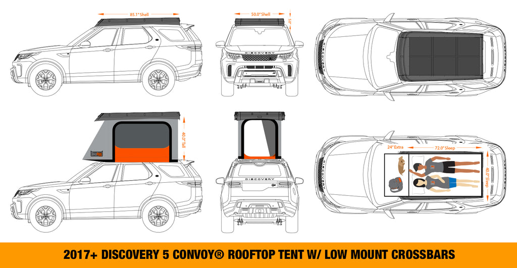mounting features of the BadAss Convoy Rooftop Tent For Land Rover Discovery 5 2017-2022