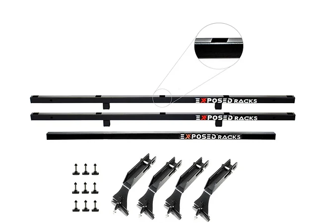 Exposed Racks 9707 Black No Drill Click-In Hard Top Roof Rack for Jeep Wrangler JKU