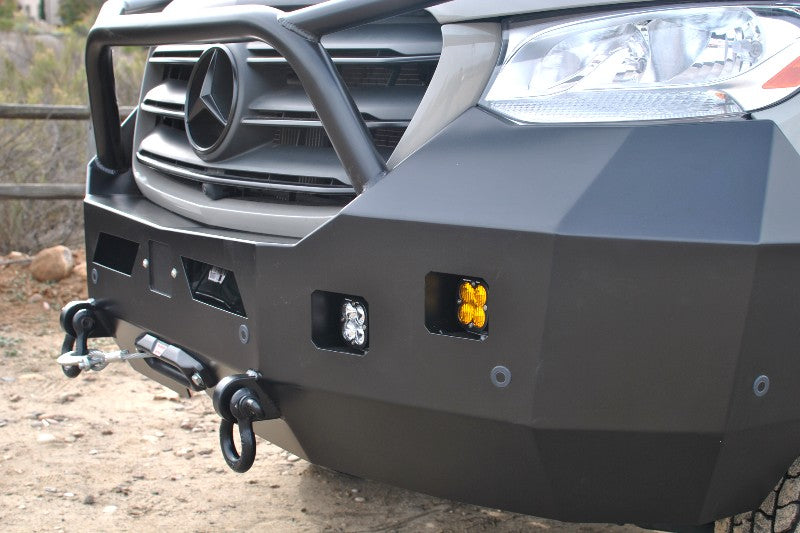 Aluminess Front Bumper with Square LED Opening for Mercedes Sprinter