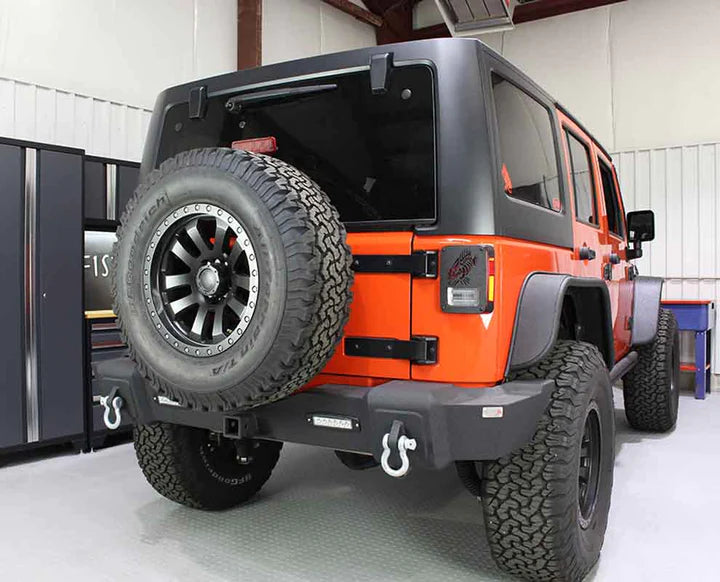 Fishbone Offroad Rear Bumper with LED installed on Jeep Wrangler JK 