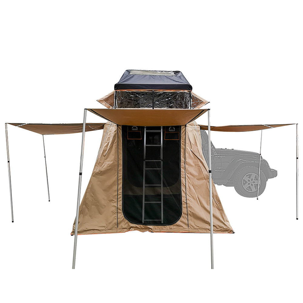 Guana Equipment Wanaka 64" Roof Top Tent With XL Annex  Open Annex View