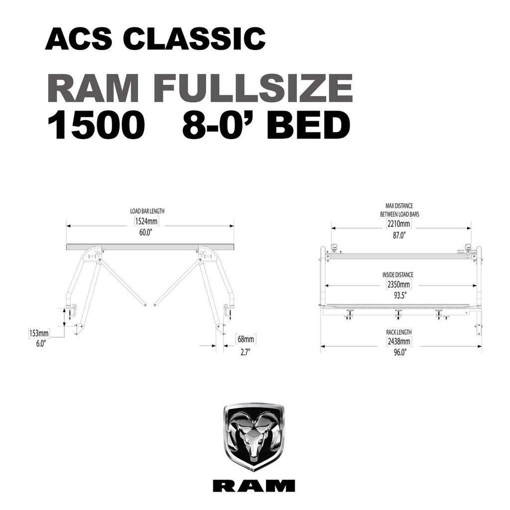 Leitner Active Cargo System ACS CLASSIC Bed Rack For DODGE RAM 1500 8 ft bed 