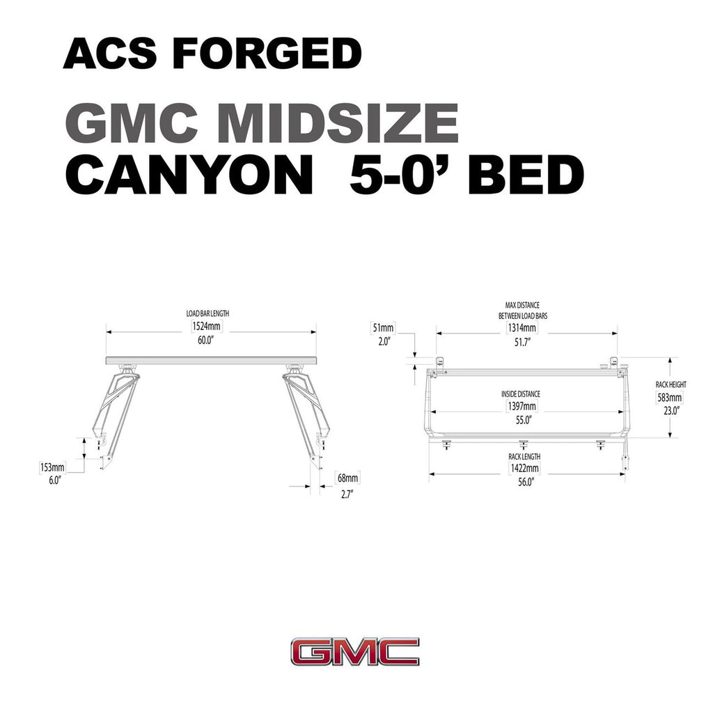  Leitner Active Cargo System ACS Forged Bed Rack For GMC Pickup Trucks Canyon 5' bed