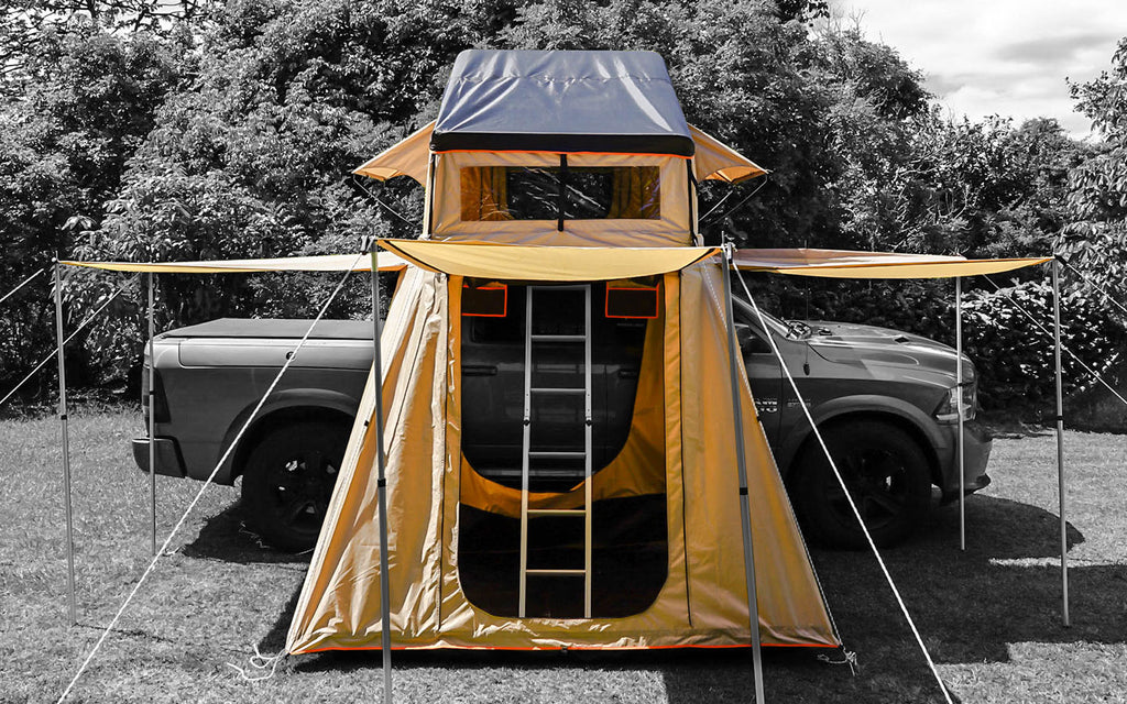 Wanaka Roof Top Tent With XL Annex By Guana Equipment  Side View