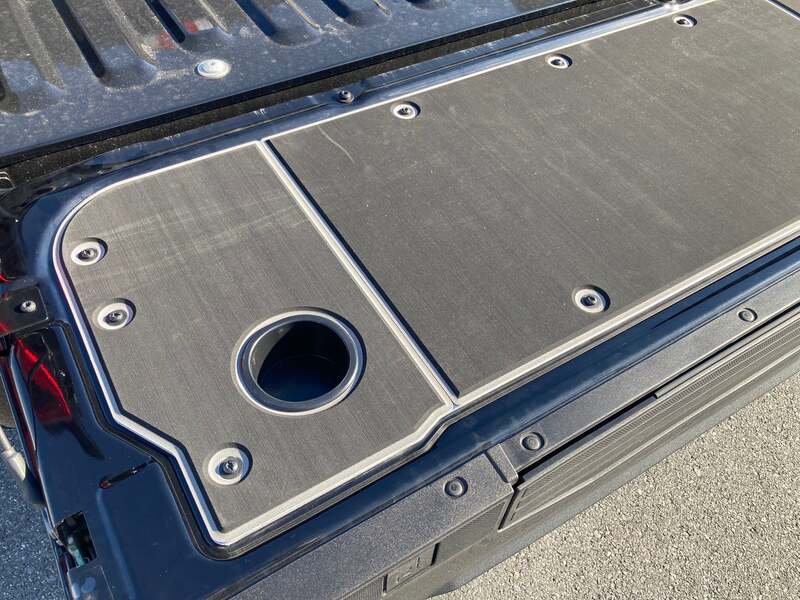 BillieBars Ford Workbench Tailgate Cover Close Up View Of The Cup Holder