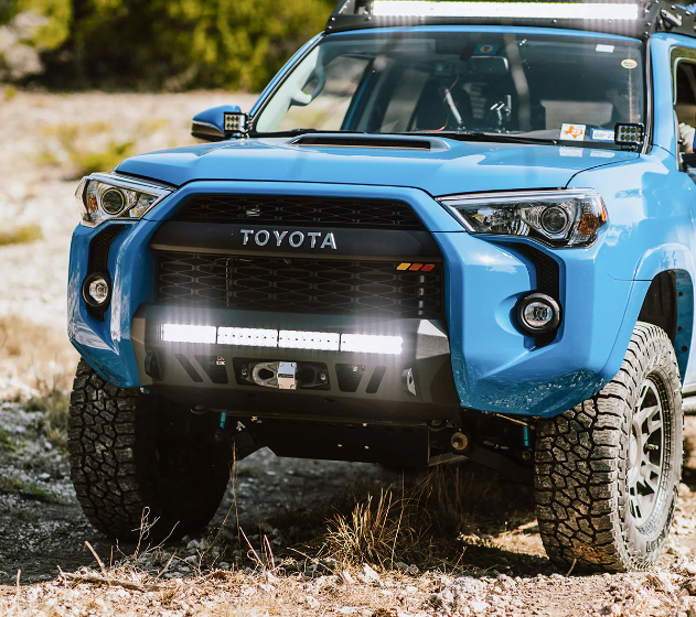 Cali Raised LED Stealth Front Bumper Mounted On Toyota 4Runner 2014 Field Tested