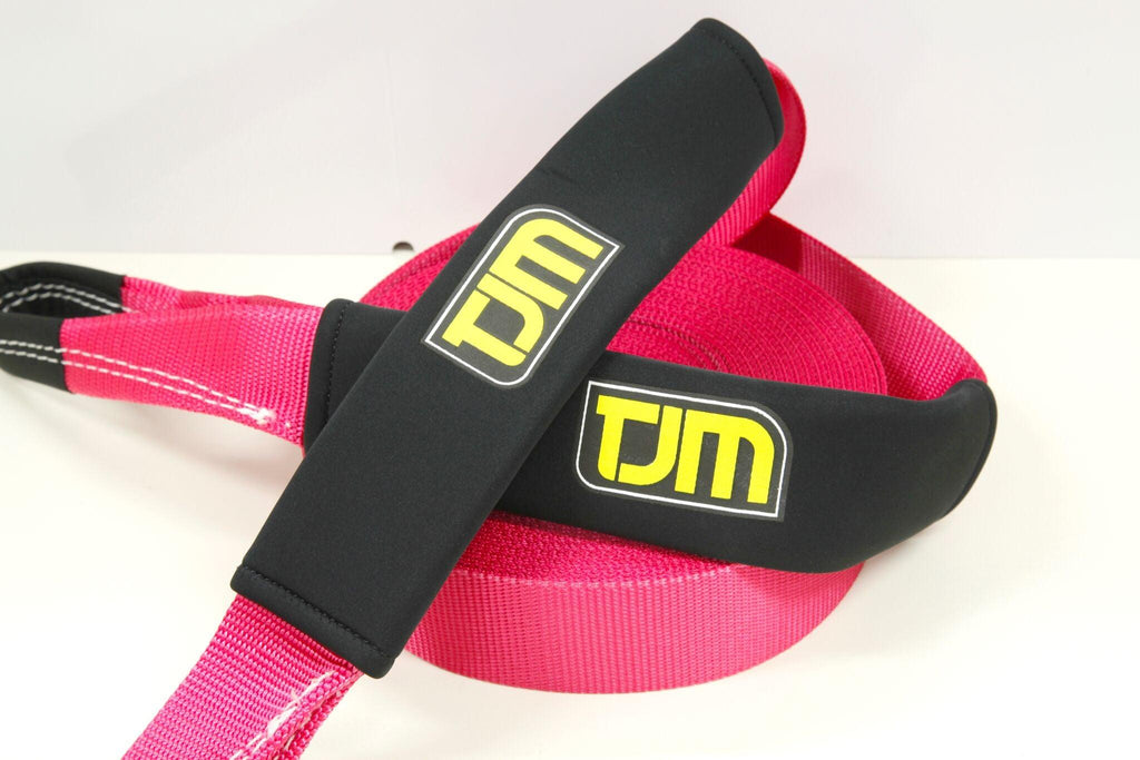 tjm pink winch extension strap with neoprene protectors