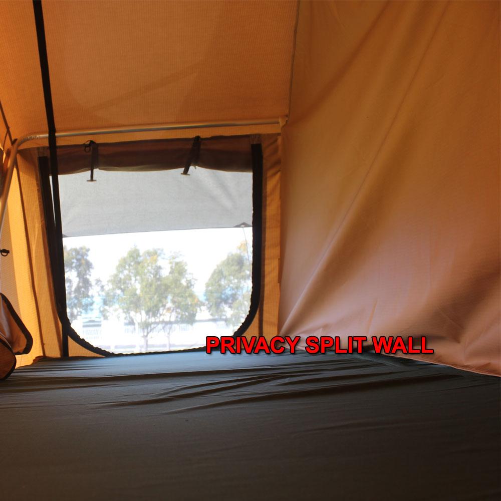 privacy or separation wall inside the Elite 5 Person Roof Top Tent With Annex Room Included - by Tuff Stuff