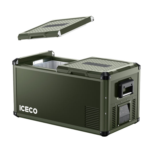 ICECO VL60 olive dual zone 12V fridge freezer specs overview