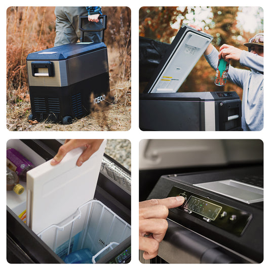 ICECO JP Pro Series portable fridge freezer camping setup