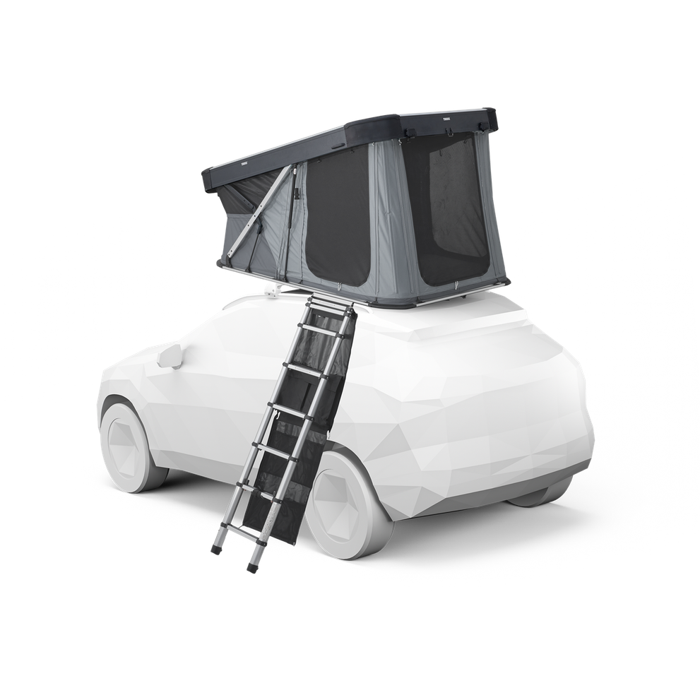 Thule Widesky hardshell rooftop tent Ashland Grey closed top view