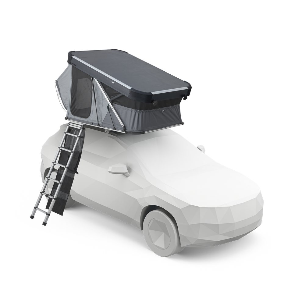 Thule Widesky 2-person rooftop tent Ashland Grey open side view