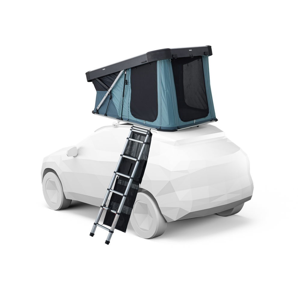 Thule Widesky hardshell rooftop tent Dark Slate closed top view