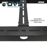 Ruff Rax Colorado Canyon modular bed rack brace and support structure detail showing carbon steel strength