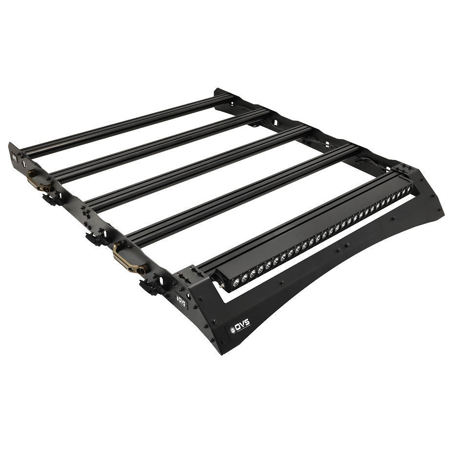 Ruff Rax 2010-2024 Toyota 4Runner roof rack three-quarter view showing full aluminium platform and dual-stage black powder coat finish