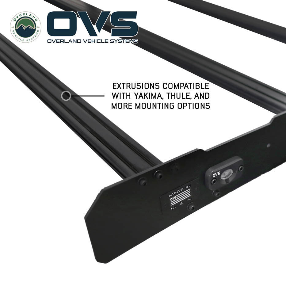 Ruff Rax 2007-2021 Toyota Tundra roof rack rear corner detail showing dual-stage black powder coat durability and weld quality