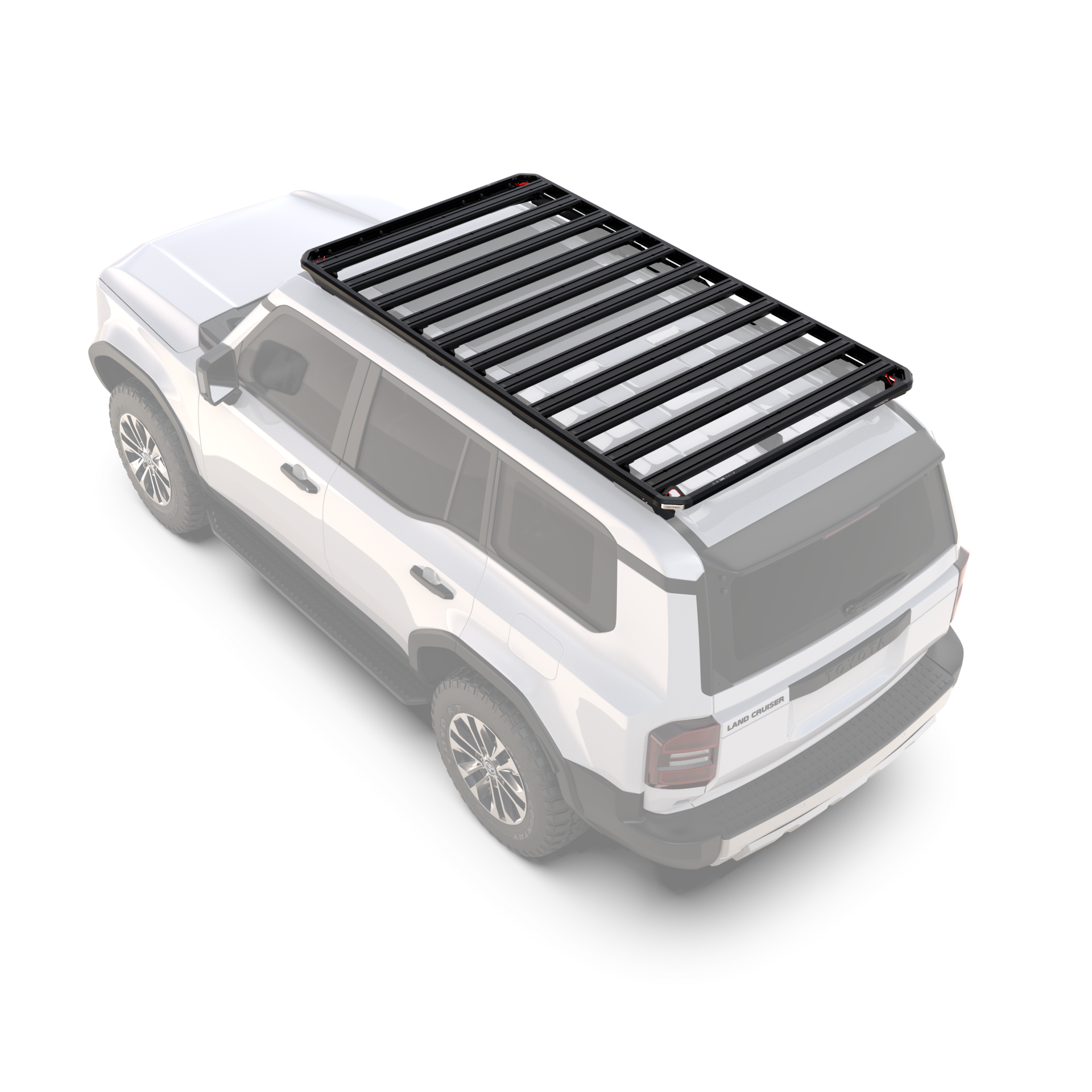 Front Runner Slimline 3 roof rack on a Toyota Land Cruiser 250 Prado viewed from above showing the slat layout