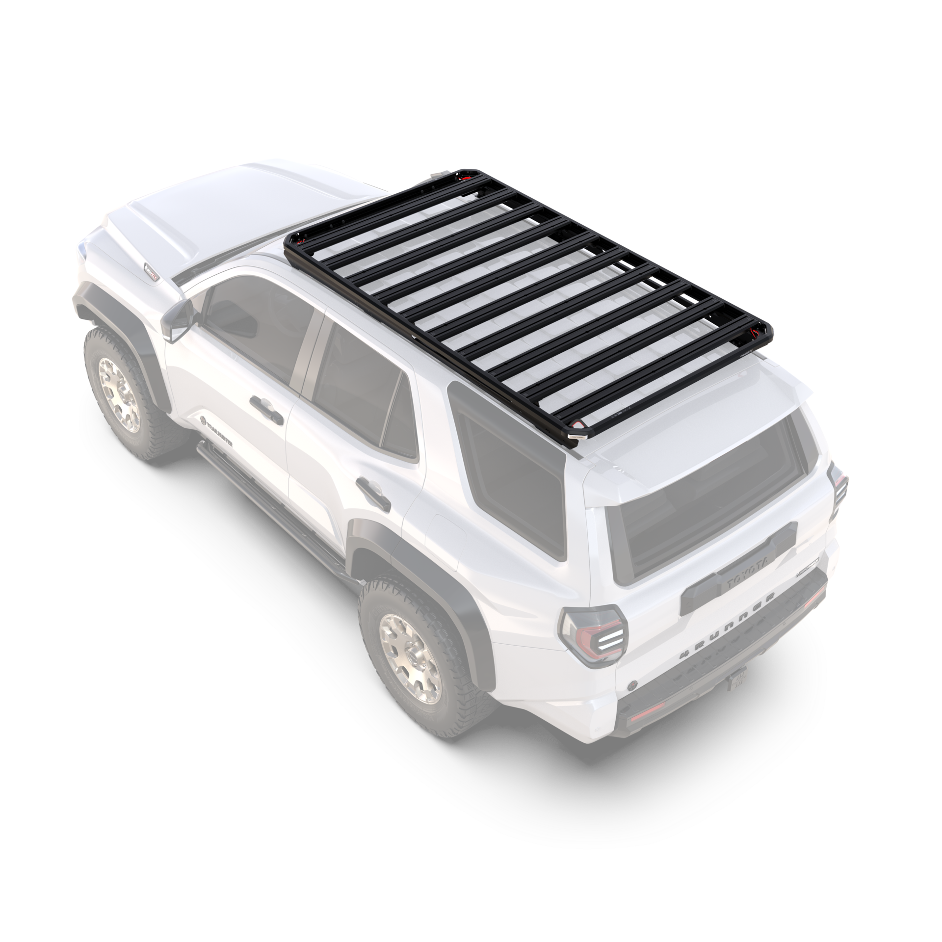 Front Runner Slimline 3 full length roof rack on a Toyota 4Runner viewed from above showing the slat layout