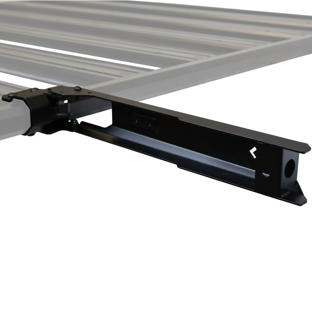 Slimline 3 tap extension bracket folded closed against the rack