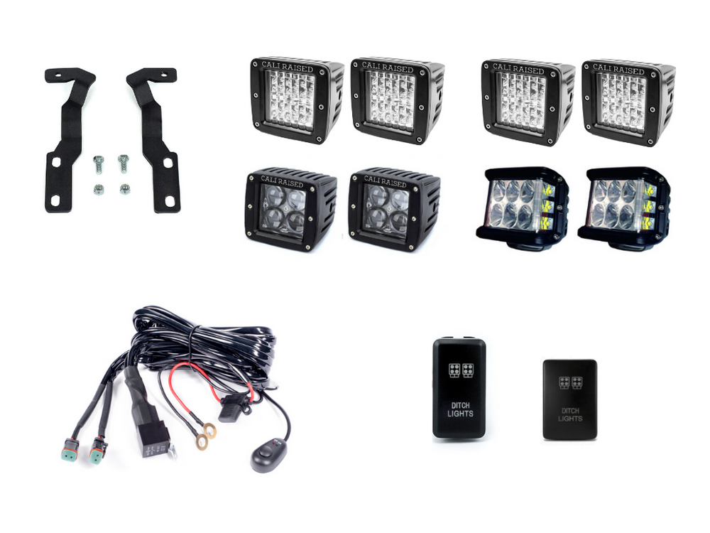 Cali Raised Low Profile Ditch Light Brackets Kit For 2016-2023 Toyota Tacoma