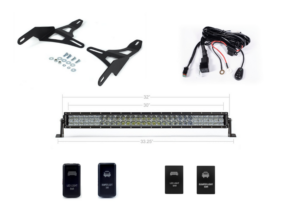 32" Lower Bumper Hidden LED Light Bar Kit Fits 2016-2023 Toyota Tacoma
