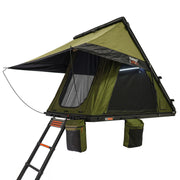 23Zero Kabari SuperFly Hybrid Lightweight Wedge Rooftop Tent deployed hero shot with ladder down