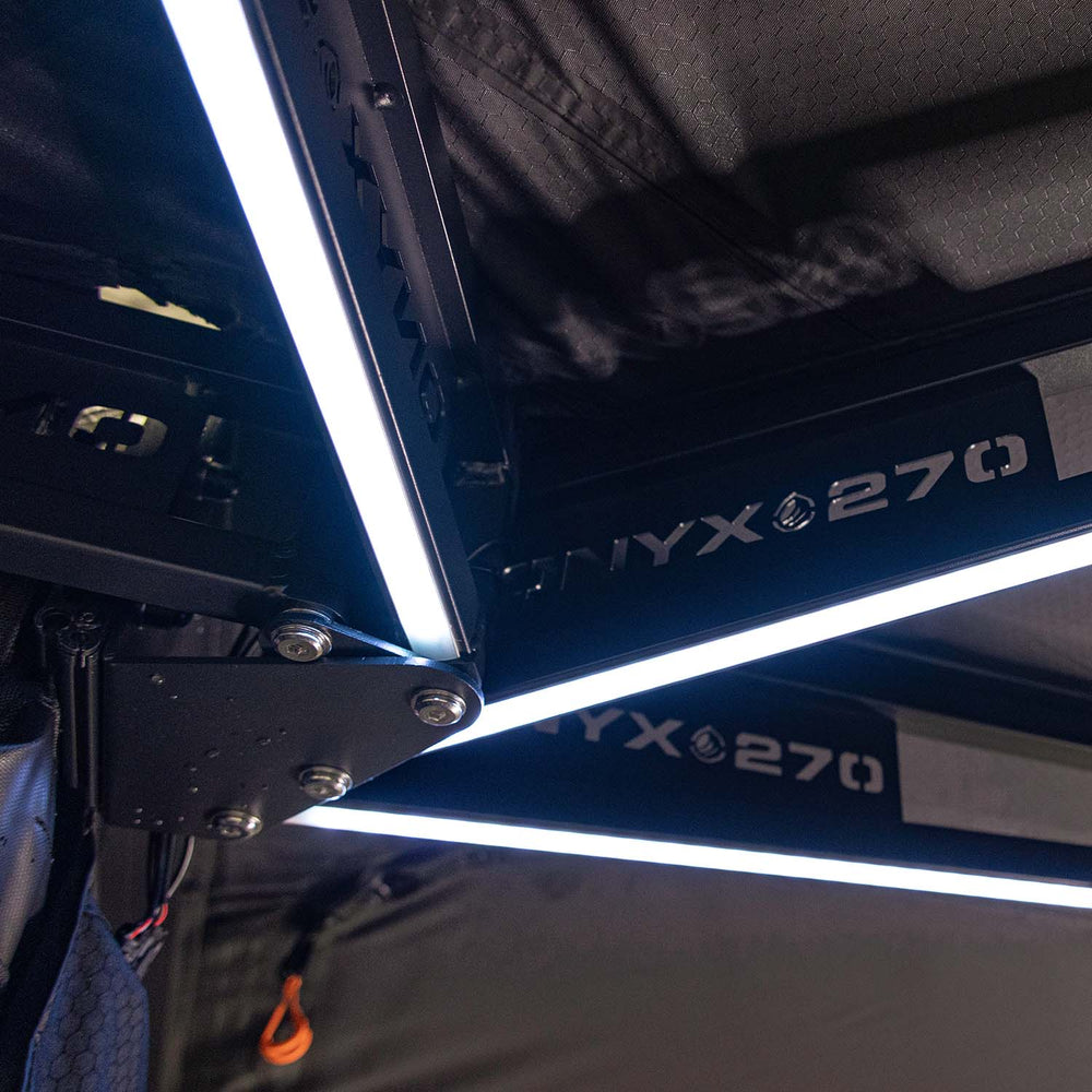 Onyx 270 awning trussed arm with 23Zero Onyx 270 logo branding