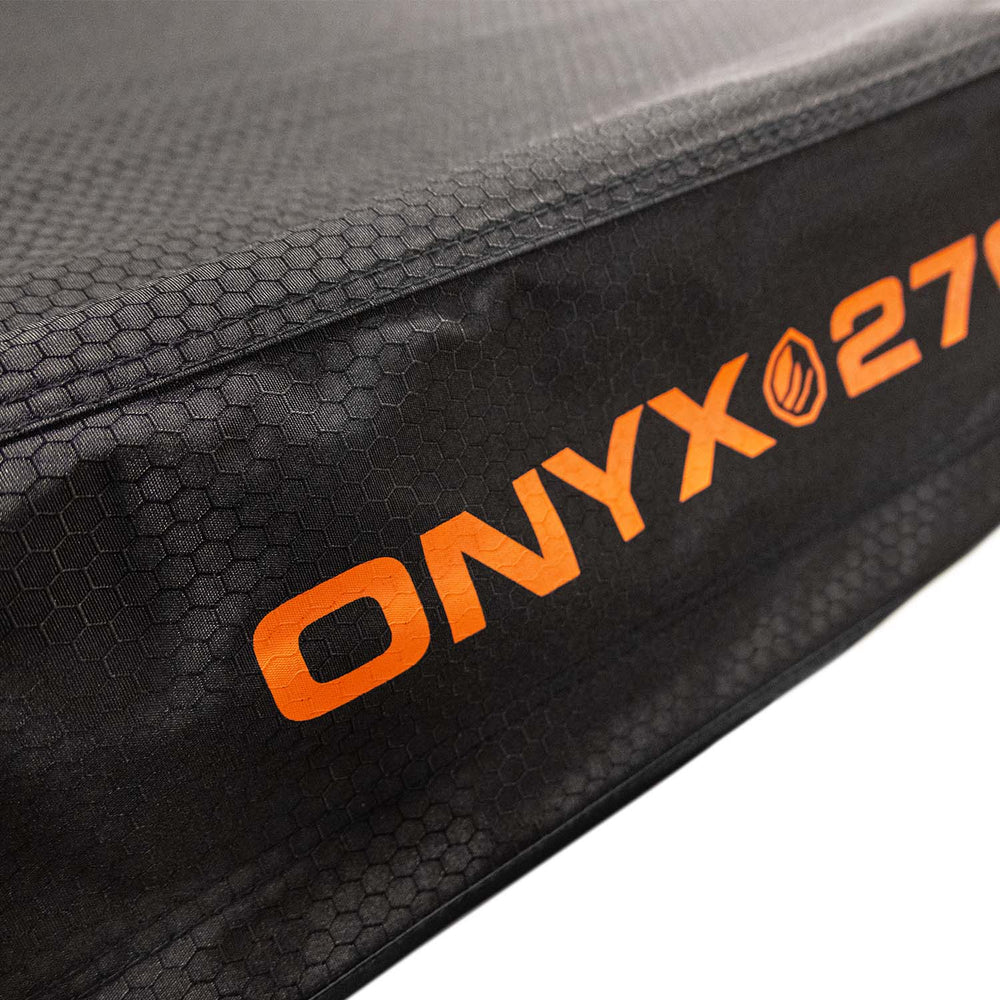 23Zero Onyx 270 fabric weave close-up with Onyx 270 logo printed detail