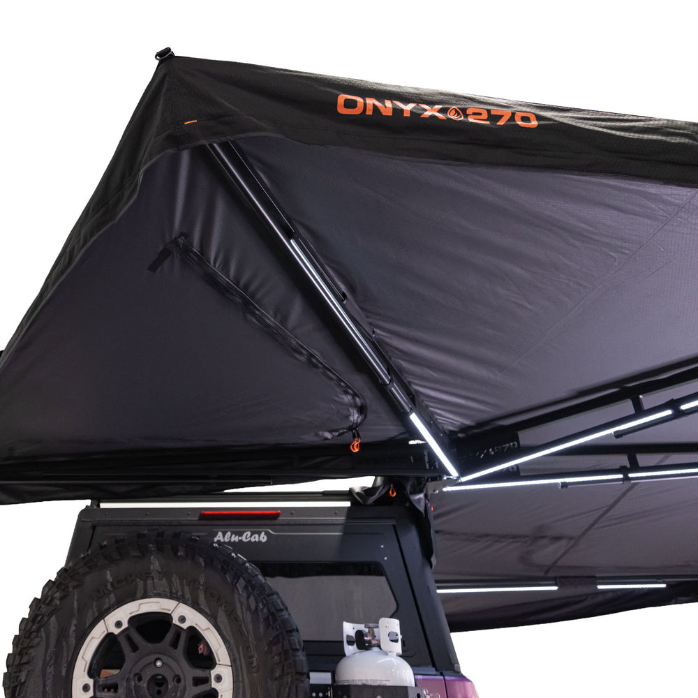 Onyx 270 awning truss arm and 23Zero logo branding detail