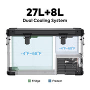 ICECO APL35 black aluminum freezer interior dual zone layout