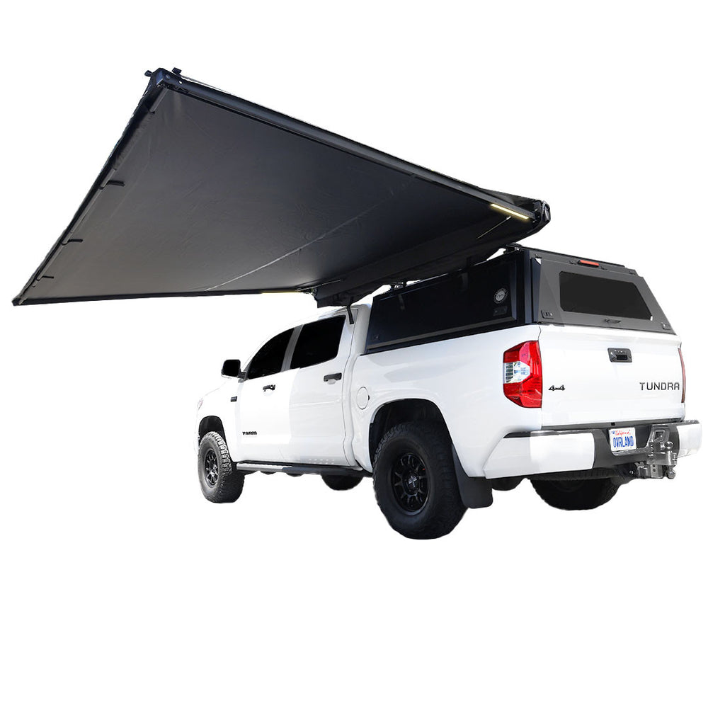 OVS XD Nomadic Self-Deploying 90 Degree Awning deployed three-quarter low hero shot