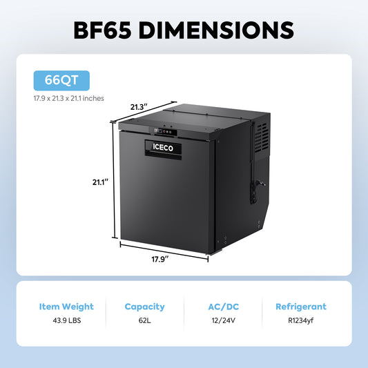 ICECO BF Series built-in fridge freezer interior compartment layout