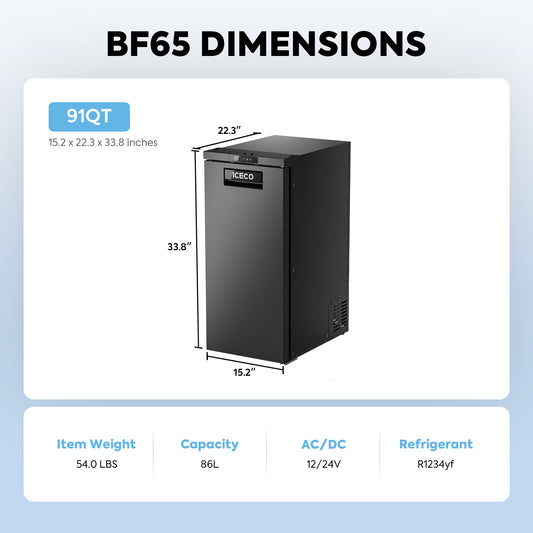 ICECO BF Series dual compartment fridge and freezer zones