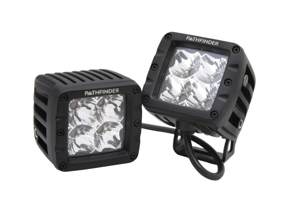 Pathfinder LED off road lights included in the Backwoods Adventure Mods 3rd Gen 2016-2023 Toyota Tacoma Off Road Front Bumper Kit