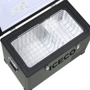 ICECO VL45 olive single zone fridge freezer side angle