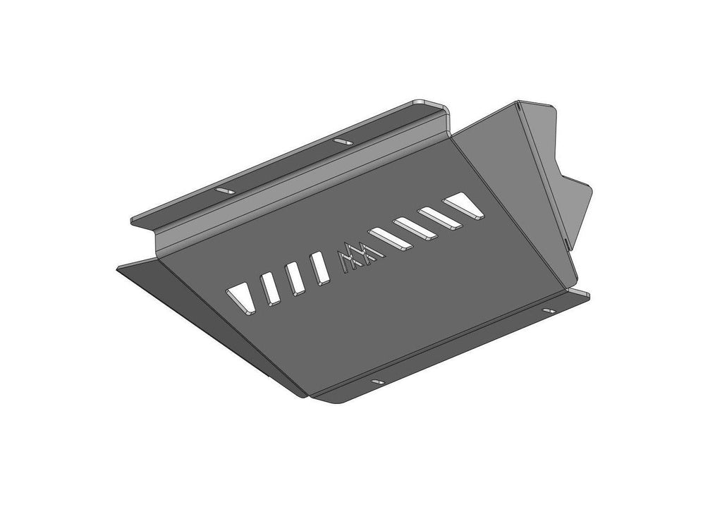 Diagram showing the side mounting profile of the 5th Gen Toyota 4Runner (2010-2022) Aluminum Connector Skid Plate for Backwoods Adventure Mods Off Road Front Bumpers