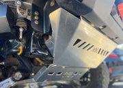 Close up of the mounting surface of the Backwoods Adventure Mods 5th Gen Toyota 4Runner (2010-2022) Aluminum Connector Skid Plate when installed